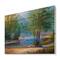 Designart - Green Trees By The Riverside - Traditional Print on Natural Pine Wood